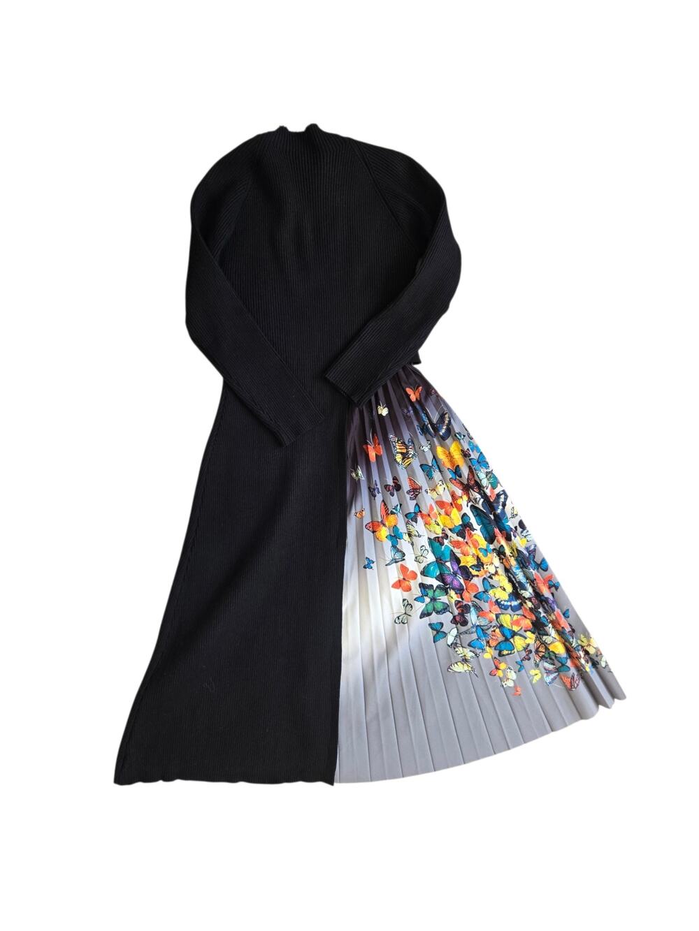 NWT Glory Connection Whimsigoth Butterfly Dress Ribbed Knit Modest Women Small